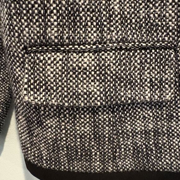 Talbots Tweed Blazer Petite 10P Black Classic Preppy Suit Jacket Grosgrain Trim - Picture 6 of 16